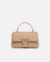 Lady Love Bag Puff medium handbag in chevron nappa leather - Beige | Pinko