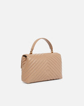 Lady Love Bag Puff medium handbag in chevron nappa leather - Beige | Pinko