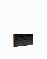 Kleine Geldbörse zum Umhängen Love Bag One Wallet aus Leder mit Krokoprint und Punkten - Schwarz | Pinko