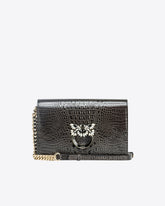 PINKO Galleria Classic Love Bag Click in shiny crocodile-print leather - | Pinko