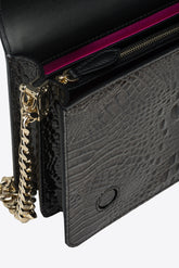 PINKO Galleria Classic Love Bag Click in shiny crocodile-print leather - | Pinko