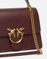 Medium handbag Love Bag Top Handle in leather - Burgundy | Pinko