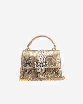 PINKO Galleria Mini Love Bag Top Handle Light in laminated reptile-print leather - | Pinko