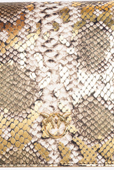 PINKO Galleria Mini Love Bag Top Handle Light in laminated reptile-print leather - | Pinko