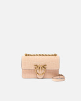 Kleine Umhängetasche Love Bag One aus Leder mit Krokoprint - Beige | Pinko