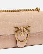 Kleine Umhängetasche Love Bag One aus Leder mit Krokoprint - Beige | Pinko