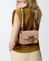 Mini Love Bag One small crossbody bag in crocodile-print leather - Beige | Pinko