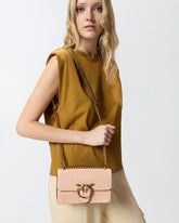 Kleine Umhängetasche Love Bag One aus Leder mit Krokoprint - Beige | Pinko