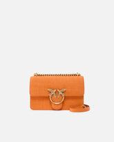 Kleine Umhängetasche Love Bag One aus Leder mit Krokoprint - Orange | Pinko