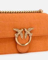 Kleine Umhängetasche Love Bag One aus Leder mit Krokoprint - Orange | Pinko
