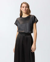 Bluse aus Satin mit kurzen Ärmeln - | Pinko