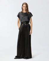 Bluse aus Satin mit kurzen Ärmeln - | Pinko