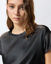 Bluse aus Satin mit kurzen Ärmeln - | Pinko