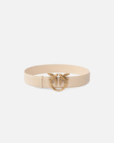 Love Birds high leather belt 4cm - Beige | Pinko