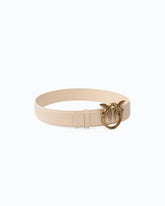 Love Birds high leather belt 4cm - Beige | Pinko