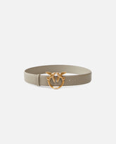 Love Birds high leather belt 4cm - Beige | Pinko