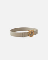 Love Birds high leather belt 4cm - Beige | Pinko