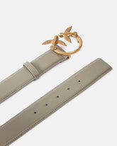 Love Birds high leather belt 4cm - Beige | Pinko