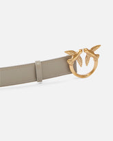 Love Birds high leather belt 4cm - Beige | Pinko