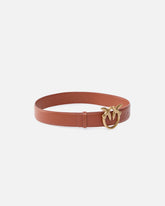 Love Birds high leather belt 4cm - Light Brown | Pinko