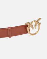 Love Birds high leather belt 4cm - Light Brown | Pinko