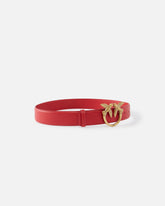 Love Birds high leather belt 4cm - Red | Pinko