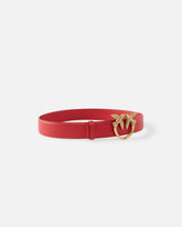 Love Birds high leather belt 4cm - Red | Pinko