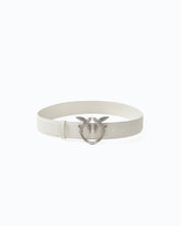 Love Birds high leather belt 4cm - White | Pinko