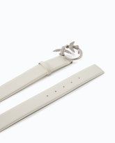Love Birds high leather belt 4cm - White | Pinko