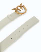 Love Birds high leather belt 4cm - White | Pinko