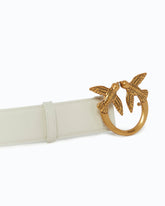 Love Birds high leather belt 4cm - White | Pinko
