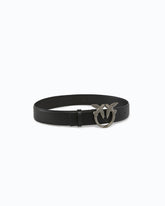 Love Birds high leather belt 4cm - Black | Pinko