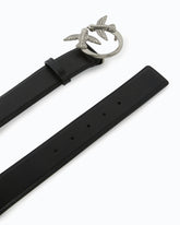 Love Birds high leather belt 4cm - Black | Pinko