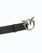 Love Birds high leather belt 4cm - Black | Pinko