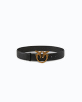Love Birds high leather belt 4cm - Black | Pinko