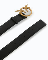 Love Birds high leather belt 4cm - Black | Pinko