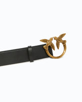 Love Birds high leather belt 4cm - Black | Pinko