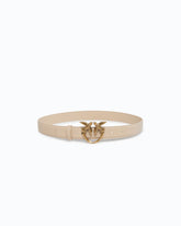 Love Birds leather belt 3cm - Beige | Pinko