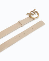 Love Birds leather belt 3cm - Beige | Pinko