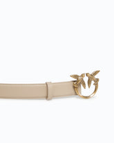 Love Birds leather belt 3cm - Beige | Pinko