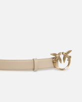 Love Birds leather belt 3cm - Beige | Pinko