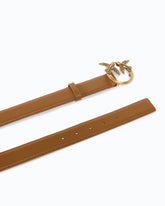 3 cm breiter Ledergürtel mit Love Birds-Schnalle - Braun | Pinko