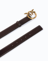 3 cm leather belt with Love Birds buckle - Brown | Pinko