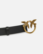 Love Birds leather belt 3cm - Black | Pinko