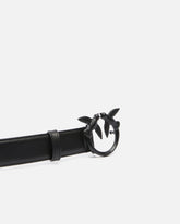 Leather belt with matte Love Birds buckle - Black | Pinko
