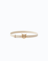 Love Birds thin leather belt 2cm - Beige | Pinko