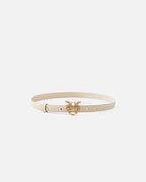 Love Birds thin leather belt 2cm - Beige | Pinko