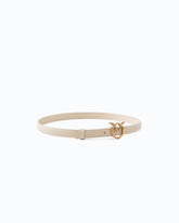 Love Birds thin leather belt 2cm - Beige | Pinko