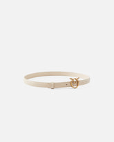 Love Birds thin leather belt 2cm - Beige | Pinko