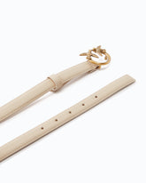 Love Birds thin leather belt 2cm - Beige | Pinko